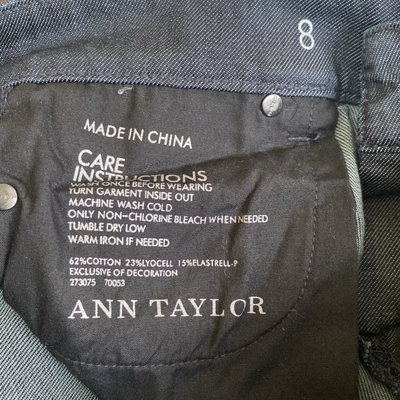 Ann Taylor Blue/Black 8 MODERN Fit Machine Wash Cold 5 Pocket Closing Zip/Button - Picture 8 of 8